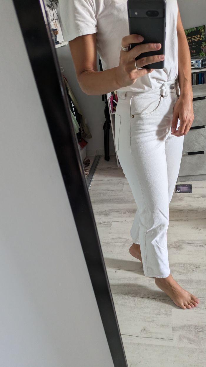 Denim blanc taille haute - photo numéro 4