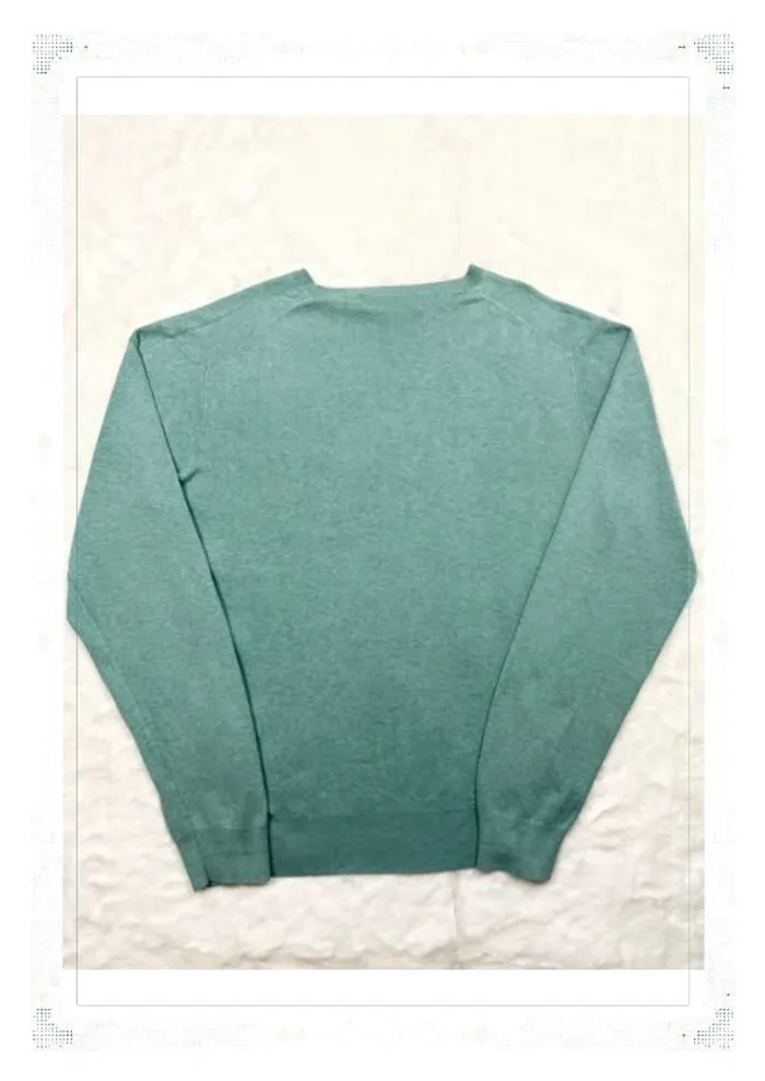 Ralph Lauren pull homme coton Pima vert d’eau col V taille M - photo numéro 3
