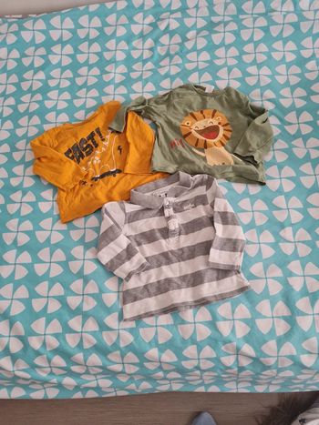 Lot 2 tee shirt manches longues 12 mois et 1 polo 12 mois