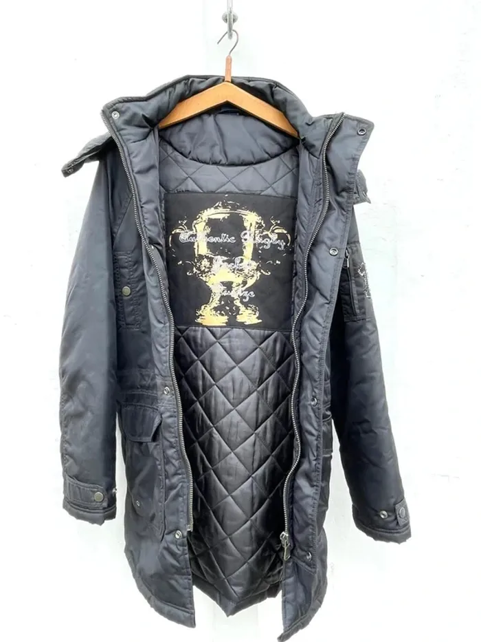 Serge Blanco vintage black coat hoodi Mens L - photo numéro 9