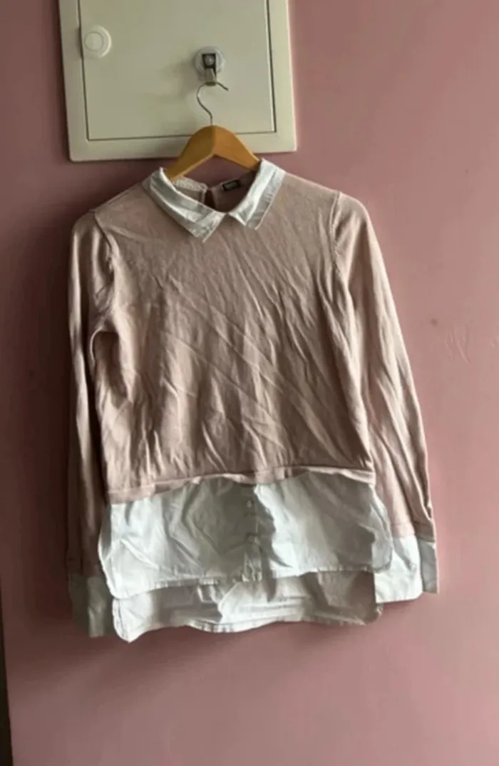 Lot deux pull chemise rose et gris mignon - photo numéro 8
