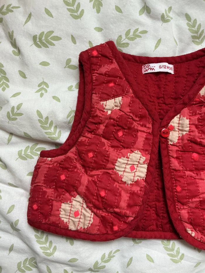 veste matelassée sans manches rouge et rose 6/12 mois du pareil au même - photo numéro 5