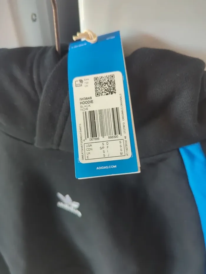 Sweat à capuche Adidas noir homme taille S neuf - photo numéro 2