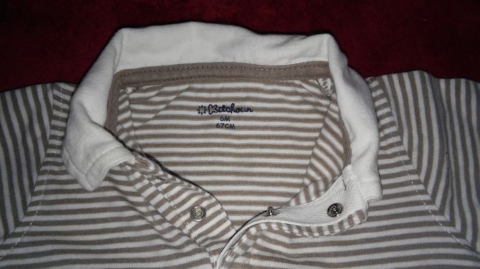 Tee-shirt manches courtes style polo rayé 6 mois garçon Kitchoun - photo numéro 3