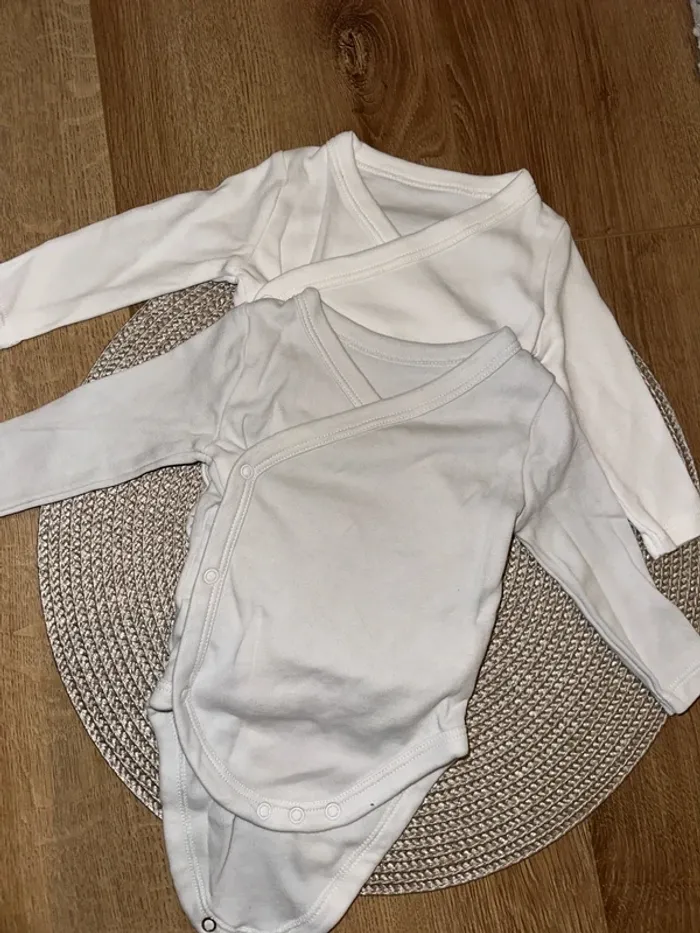 Lot de 2 bodies blanc 100% coton - photo numéro 2