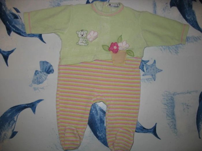 DORS BIEN VERT BAS RAYÉ BÉBÉ FILLE "NUIT D’ÉTOILES" - 3  MOIS - n°03