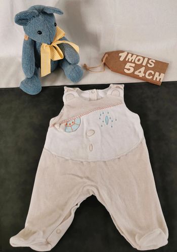 Pyjama 👣 sans manche, 1mois, velours, grenouillère