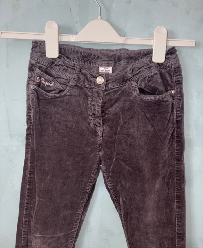 Pantalon slim velours gris fille taille 10 ans - photo numéro 2
