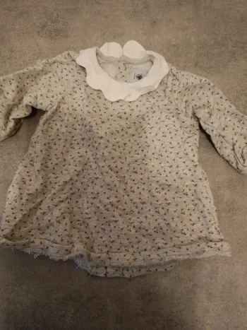 Robe petit bateau grise à fleurs 67cm