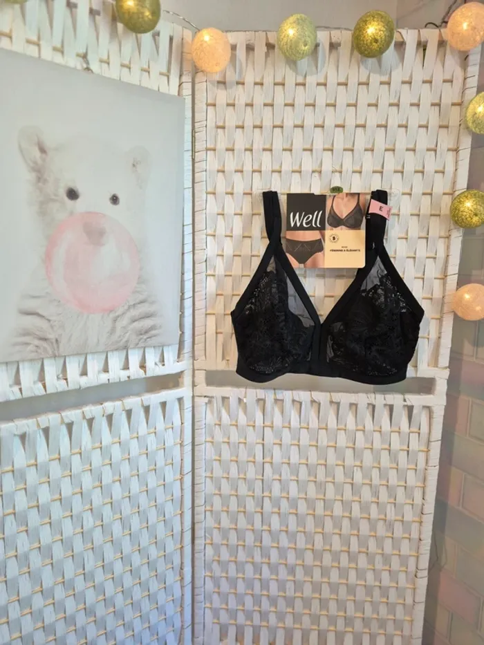 💕joli Soutien-gorge sans armatures femme 95E Well Allure - Noir - Neuf💕