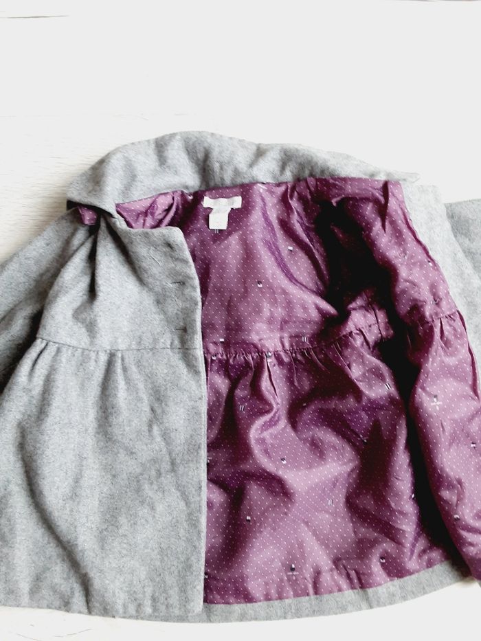 Vêtement bébé fille manteau veste trench gris Obaïbi 12 mois 1 an - photo numéro 2