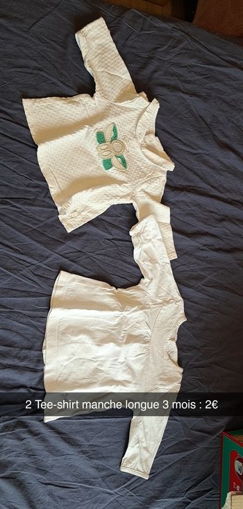 2 Tee shirt manche longue 3 mois
