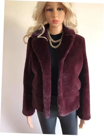 Manteau court bordeaux en fausse fourrure Morgan taille 34 jamais porté