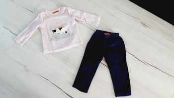 Vêtement fille pyjamavelours chat chatons marine et rose Tissaia 3 ans
