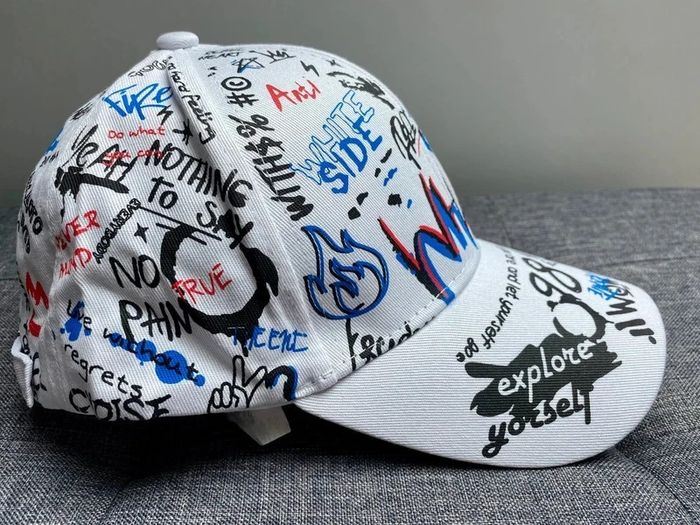 Casquette de baseball Hip Hop Cap Print Pop Art Snapback réglable ajustable Whte NЕUF - photo numéro 2