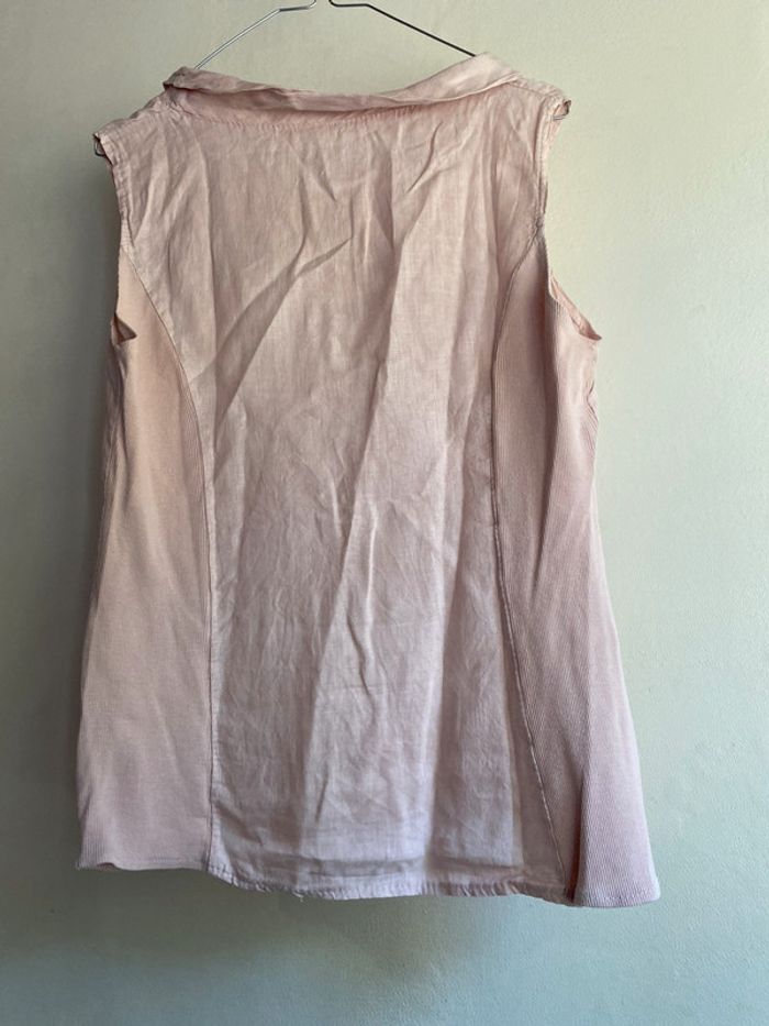 325 - blouse bi-matière rose sans manches - photo numéro 2