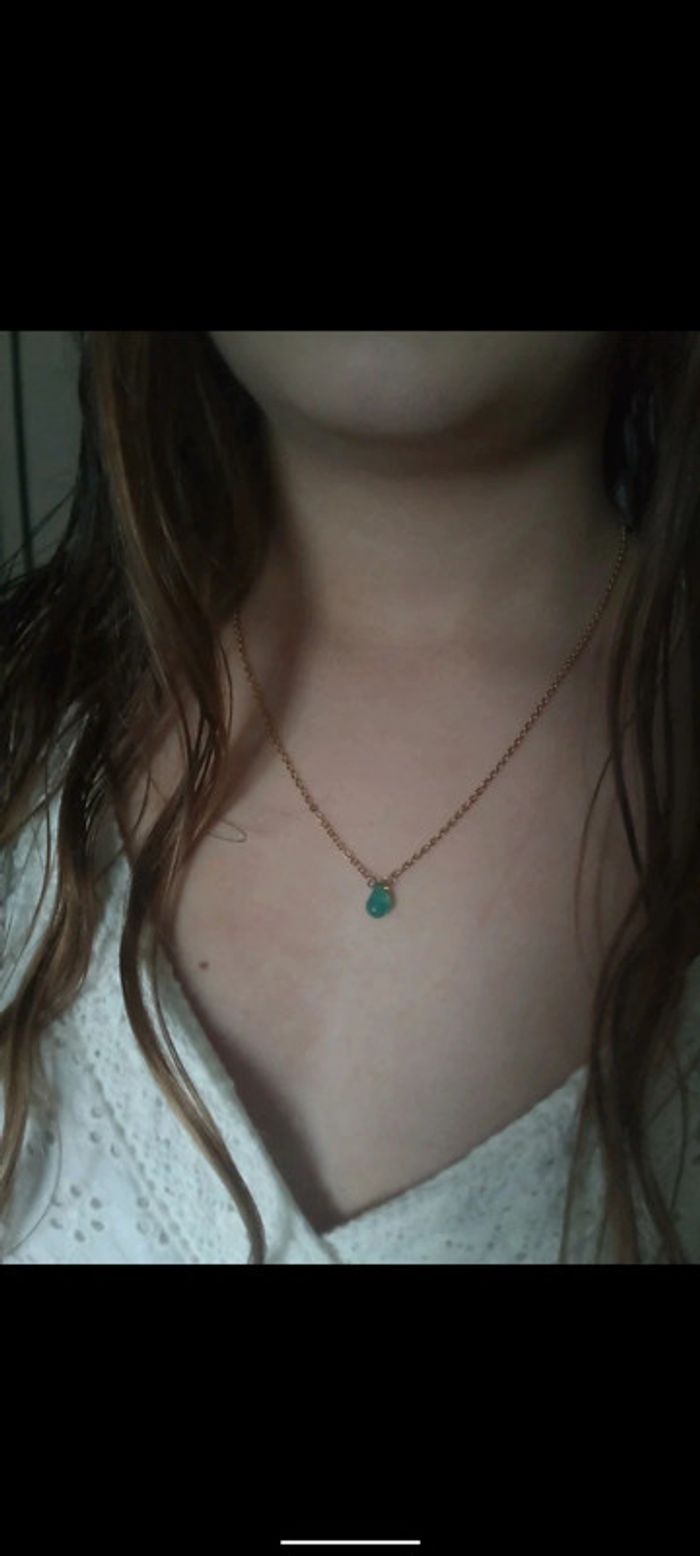 Collier pierre de calcédoine naturelle 💚. - photo numéro 4