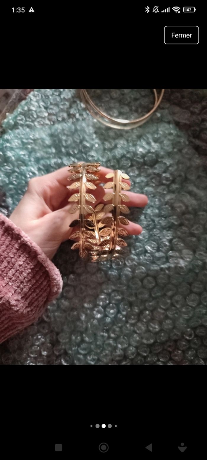 Bracelet de bras acier inoxydable doré - photo numéro 4