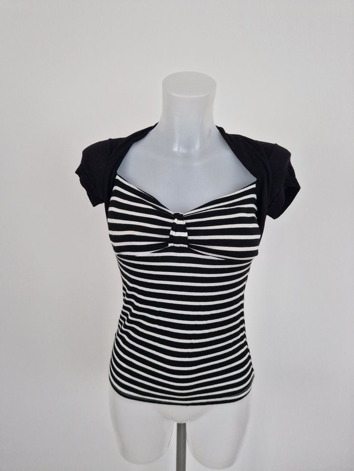 Haut rayé avec faux gilet noir Made in Italy - photo numéro 2