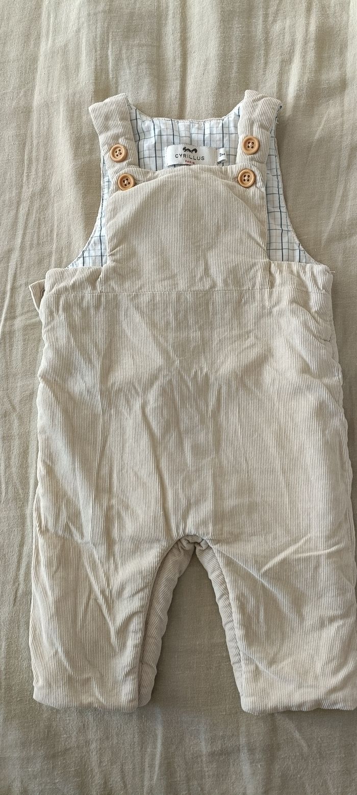 Salopette Cyrillus beige velours 3 mois