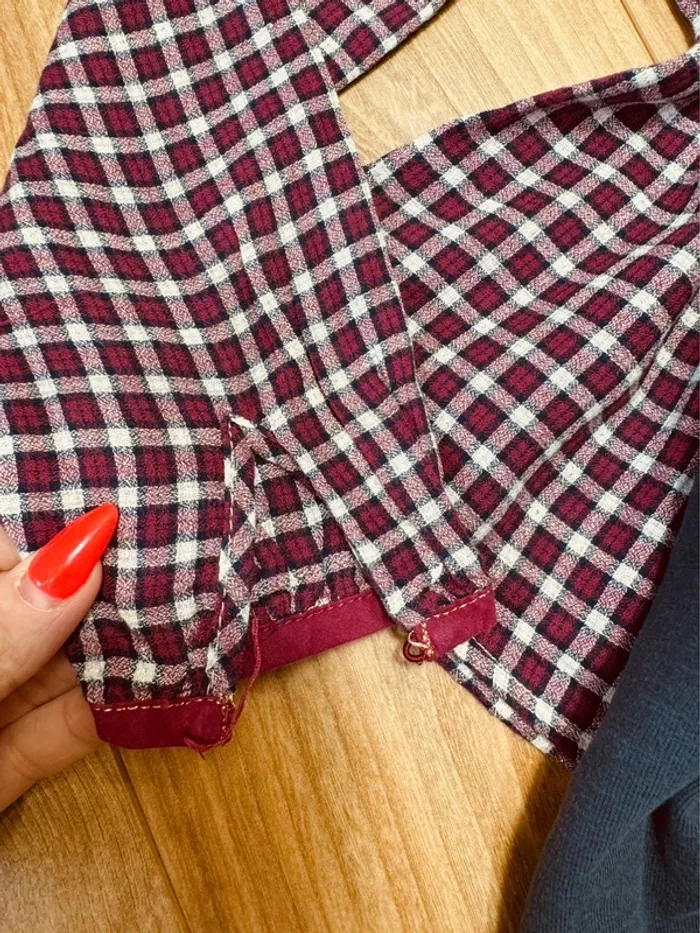 Taille 6 ans tenue 3 pièces fille multimarque violet bleu marine * carreaux sequins et velours * 🌸 - photo numéro 7