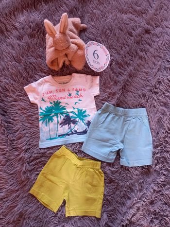 Ensemble été shorts + t-shirt garçon 6 mois
