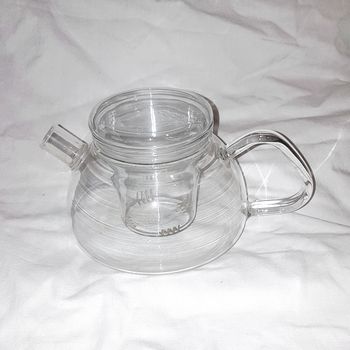 Théière en verre, infuseur, couvercle