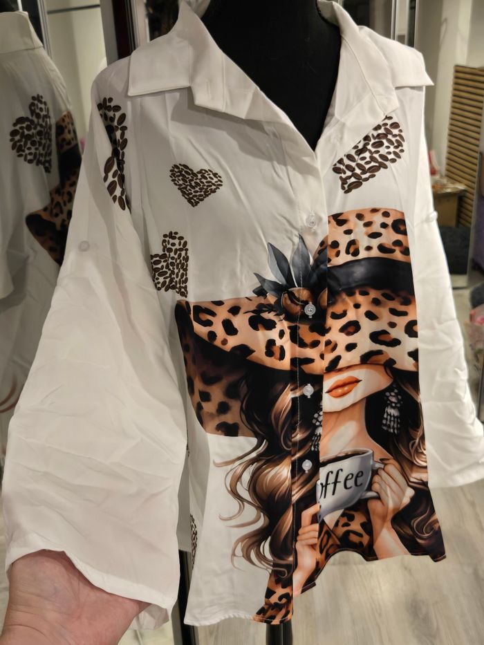 Chemise blanche imprimée TU>44 New Co. Neuve - photo numéro 2