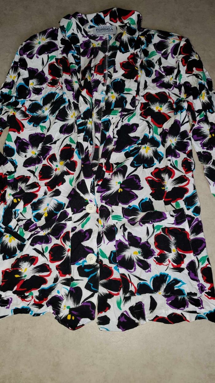 veste / blaser floral vintage 1980 femme taille 40 Forenza - photo numéro 8
