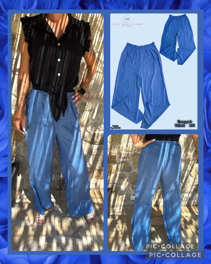 💙 Pantalon large à pois bleu Emory Park – Taille M SOLDÉ -60% (vidéo portée dispo ) 💙