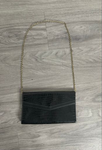 Pochette en cuir véritable noire et dorée Le Tanneur 