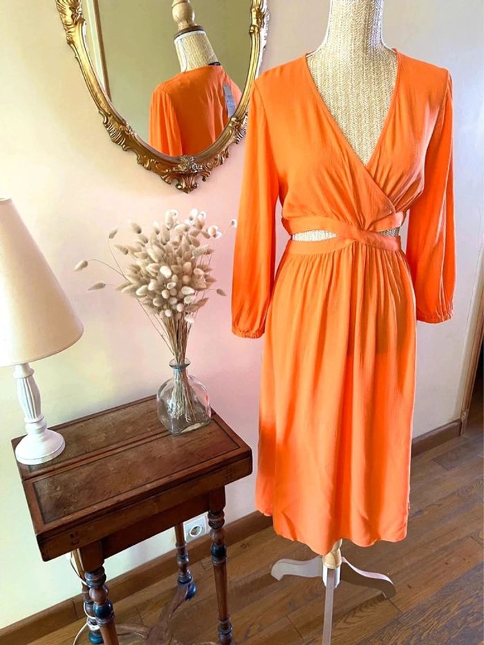 Robe Éclatante en Orange - Etam - Taille M neuf avec étiquette - photo numéro 3