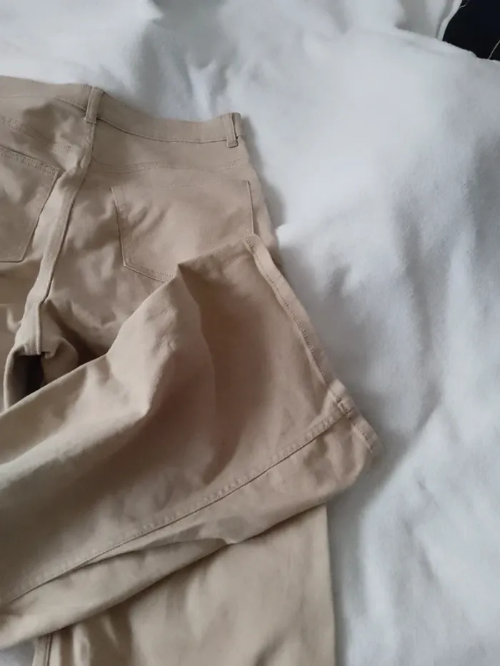 Pantalon jean Large beige taille 44 - photo numéro 7