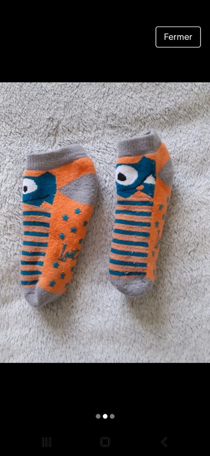 Chaussettes antidérapantes bleu et orange 19-22 - photo numéro 2