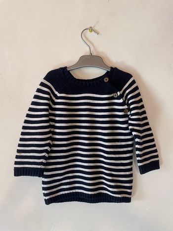 Pull bébé Kiabi 💙⚪ 18 mois – Rayures marinière & boutons épaule