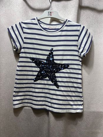T-shirt marin étoile sequins marine 8 ans Monoprix