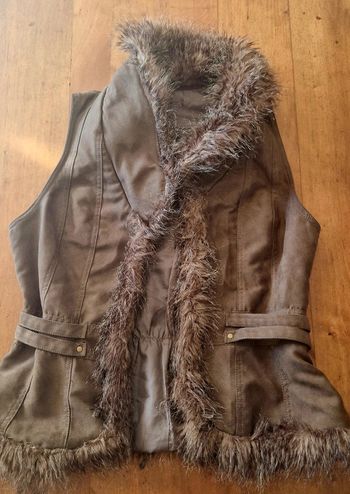 Veste vintage sans manche, fausse fourrure