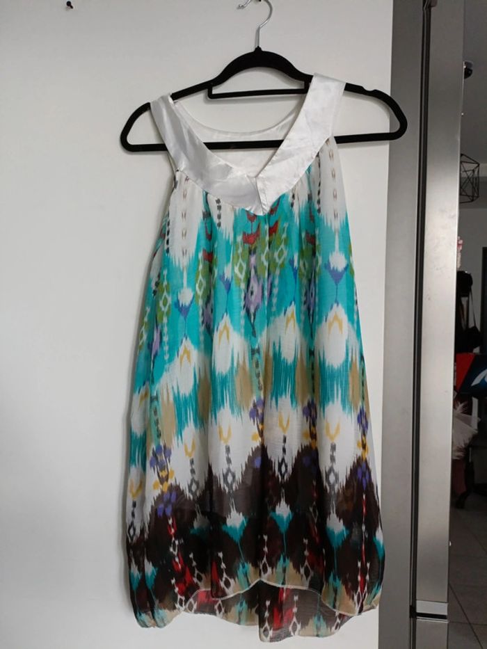 Robe/Tunique colorée Effet satiné et voilage Très bon état - photo numéro 2