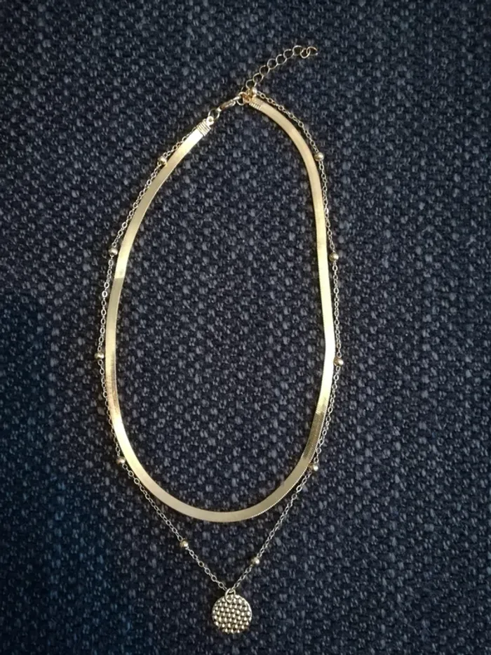 Magnifique collier doré, à 2 rangs, Shein, neuf avec étiquette - photo numéro 2