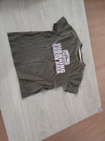 T-shirt Vertbaudet kaki requin rose