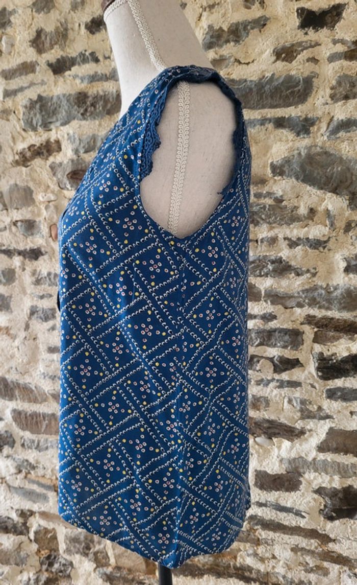 Blouse débardeur à motifs bleu pétrole et doré Only Taille S ou 36 - photo numéro 5