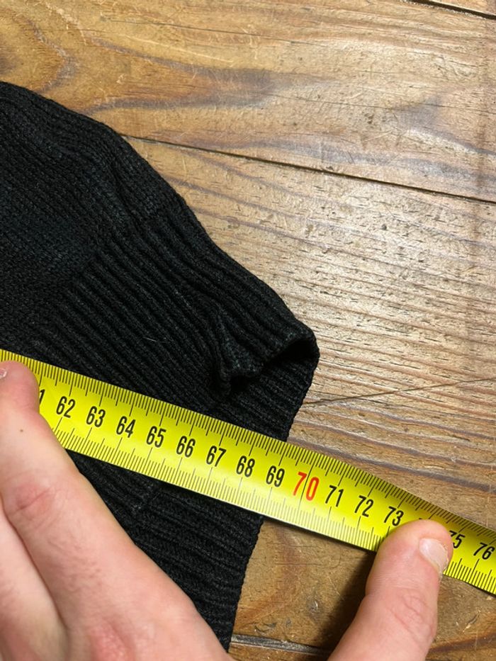 Pull vintage maille motifs rayures noir XXL - photo numéro 9