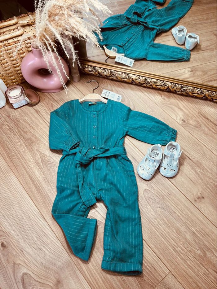 Taille 12 mois salopette fille TAO verte et scintillante 🌸