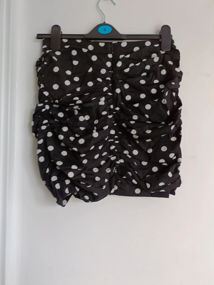 Mini Jupe Drapée noir petit pois Coton et elasthane Gemo Taille 36 - photo numéro 4