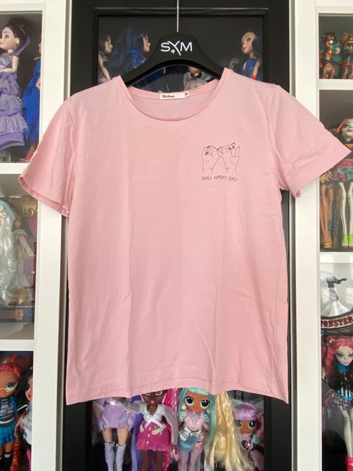 T-shirt rose Bizzbee « girls support girls »
