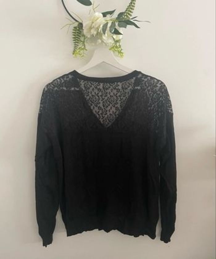 🌸jolie Pull col V Kookai noir avec dentelle taille M🌸 - photo numéro 2