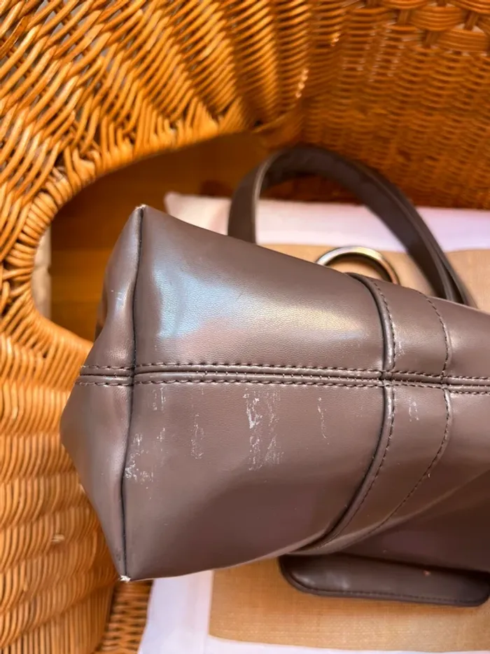 Sac shopping vintage Séquoia couleur taupe en bon état [ref 2508SGr161] - photo numéro 18