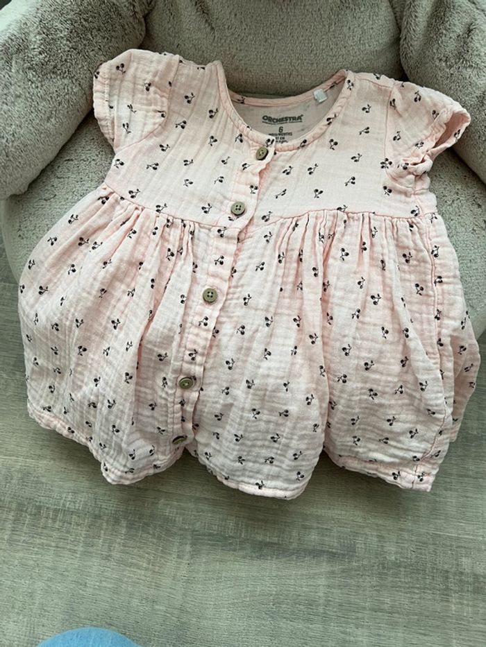robe rose bébé fille + bloomer rose coton léger été Orchestra taille 6 mois - photo numéro 4