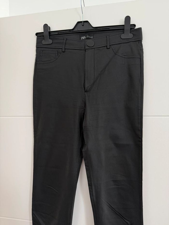Pantalon legging zara noir enduit long L pantaloni pantalones Vloeiende Calças cuir skinny donna - photo numéro 4