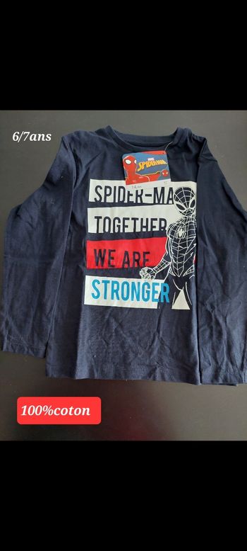 Lot de 2 T-shirts Spiderman garçon 6/7ans